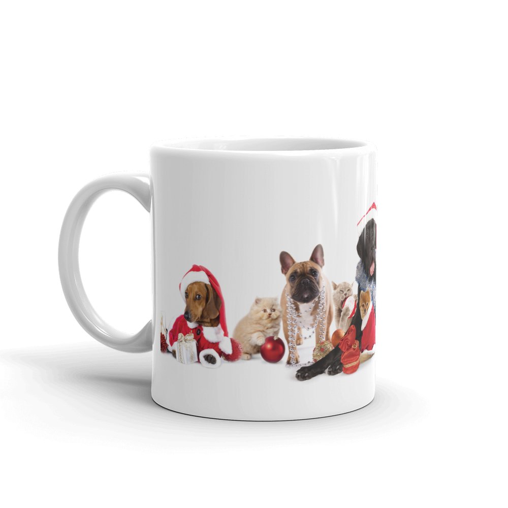 Christmas Pets Dog Cat Kitten Puppy Mug 10oz Coffee Tea #8126