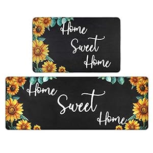 Kitchen Mat Set,Anti Fatigue 2Piece Farmhouse Sunflower Kitchen Rugs and Mats Non Slip Waterproof Easy Clean Carpets…