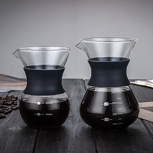 Glass Classic Coffee Pot 200/400ML Pour Over Coffeemaker With Steel Filter Percolator Drinkware Kitchen Accessories Coffee Tools Katoot (400ML)