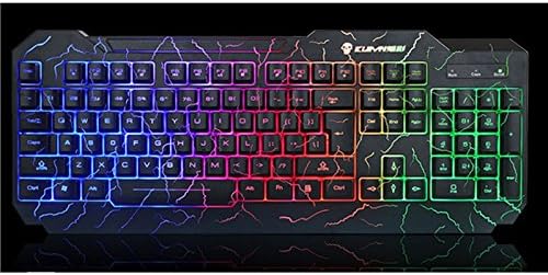 Household Keyboard Mechanical Feel Steel Plate Aluminum Alloy Seven Color Backlight Keyboa rd (Black) Boy Birthday Gift
