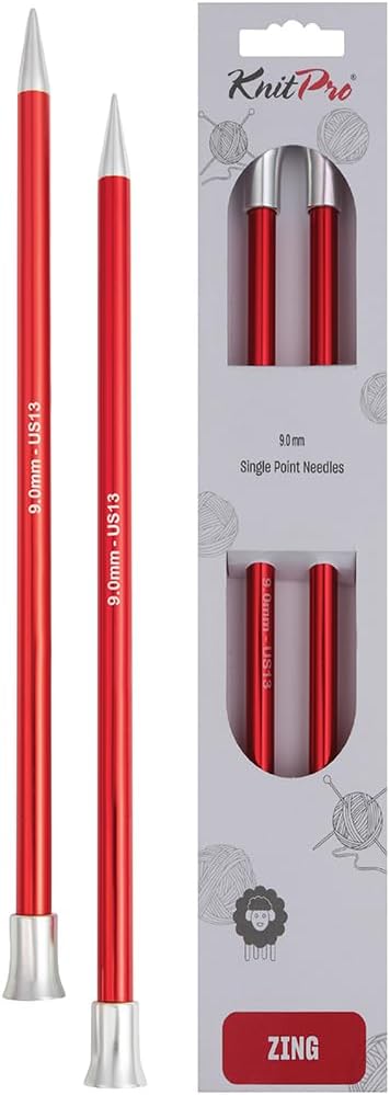KnitPro Zing Single Pointed Needles 10 inches 9.00 mm