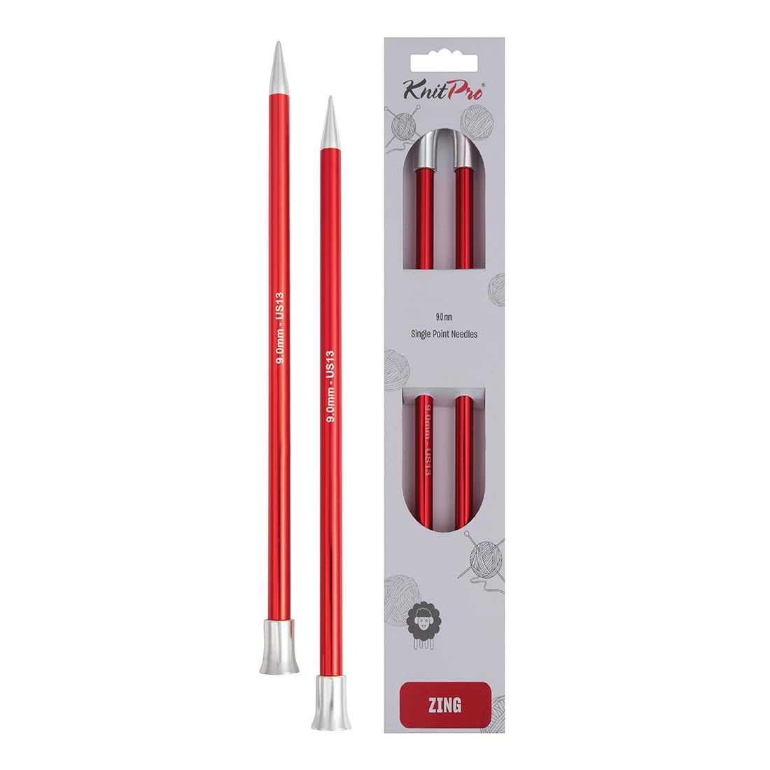 KnitPro Zing Single Pointed Needles 16" (40cm) | 9.00mm