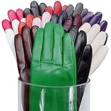 MATSU Simple Sytle Women Winter Warm Lambskin Leather Gloves 7 Colors M9022