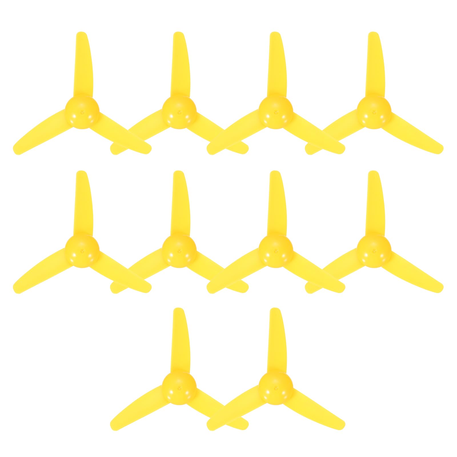 sourcing map 2mm DC Motor Shaft Propeller, 80mm Fan Shape 3-blade Plastic Straight Propeller for DIY Model Airplane Science Education Toys Motor RC Boat Micro (Yellow, Pack of 10)
