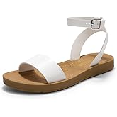 DREAM PAIRS Women’s One Band Ankle Strap Buckle Flat Sandals