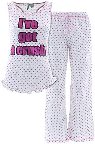 Taylor Paige Junior's White I've Got A Crush Cotton Pajamas S