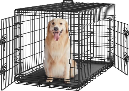 Yaheetech 42inch Double Door Dog Crate w/Divider, Collapsible Metal Kennel