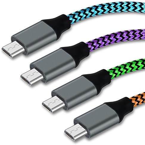 Micro USB Cable,4 Pack 10FT High Speed USB to Micro USB Charging Cables Nylon Braided Cord Aupek Android Charger Cord for Samsung Galaxy S7 Edge/S6/Note 5,HTC,PS4,XBOX/Camera(Blue Green Orange Purple)