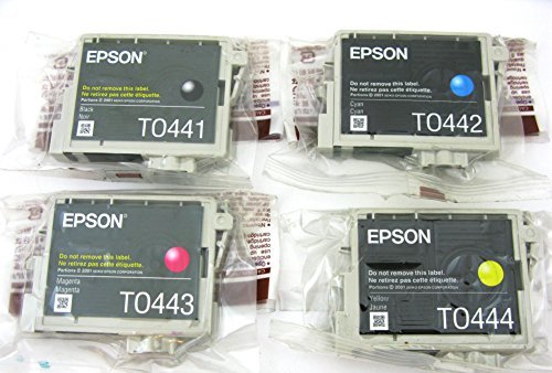 Genuine Epson T0441 T0442 T0443 T0444 Ink Cartridges 4 pack in Original Bulk Packaging for Epson Stylus C64 C66 C84 C86 CX4600 CX6400 CX6600 Printer