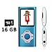 VOLGER DIGITAL 16GB Versatile Mini MP3 MP4 Music Player Internal Micro SD Card Lossless Sound Hi-Fi Entry Video Movie Player FM Radio Voice Recording Photo Viewer E-book Reader Media Player (Blue)