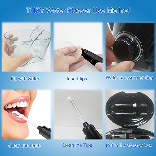 Water Flosser, Water Pick, Dental Countertop Oral Irrigator for Teeth Brace Clean with Water Toothpick 10 Adjustable Water Pressure, 600ml Capacity, 7 Jet Tips for Adults or Kids, Black - Thumbnail 2