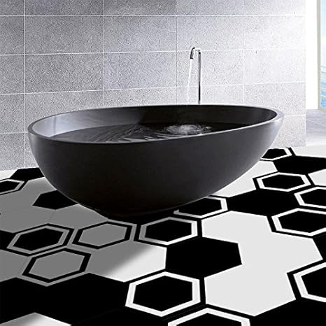 Amazon Yanqiao ウォールステッカー 床ステッカー 多辺形 黒い 白い 模様 タイルステッカー 3d壁紙 シール 防水 壁飾り 壁紙 おしゃれ 浴室 トイレ ウォールステッカー オンライン通販