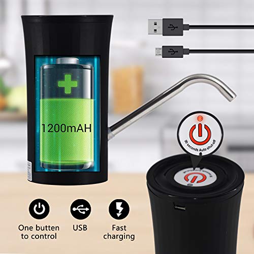 Water Bottle Pump for 5 Gallon Bottle, USB Charging with Automatic Shut Off Function