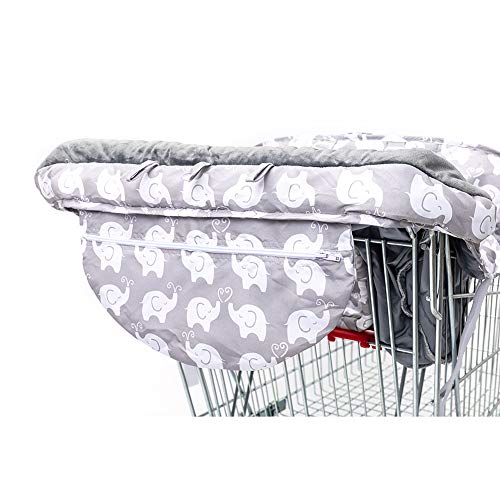 2-in-1 Baby Shopping Cart Cover and High Chair Protector, Germ-Protecting Seat Covers for Grocery Carts, Full Safety Harness for Restaurant High Chairs, Universal Fit, for Babies, Infant (Grey)
