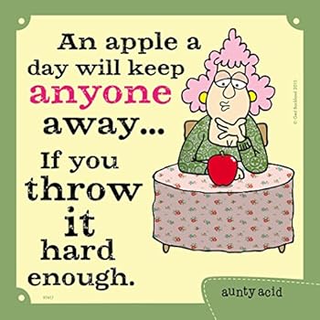 Tree-Free Greetings Premium Refrigerator Magnet, 3.5 x 3.5 Inches, Aunty Acid An Apple a Day (MG97417)