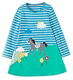 Fiream Girls Crewneck Long Sleeve Dress(160Blue,5T/5-6YRS)
