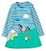 Fiream Girls Crewneck Long Sleeve Dress(160Blue,5T/5-6YRS)