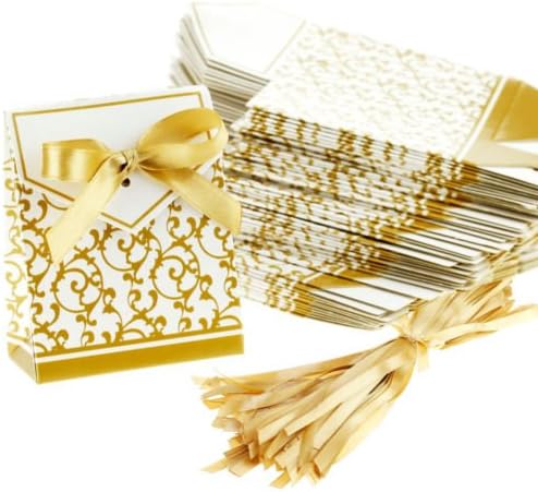 20pz Bomboniere Cajas ceremonia boda oro años el día regalo invitación: Amazon.es: Hogar