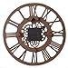 Lily's Home Hanging Wall Clock, Steampunk Gear and Cog Design with a Bronze Finish, Ideal for Indoor or Outdoor Use, Poly-Resin (12 Inches Diameter)