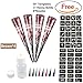 DevilFace Temporary India Tattoo Kit, 4 Brown Paste Cone Body Art Painting Drawing with 54 x adhesive Stencils, 1 x Applicator Bottle and 8 x Plastic Nozzle (4 Brown Tubes)