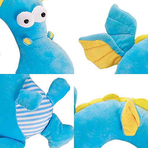 LUCKSTAR U-shaped Pillow - Soft & Small Cartoon Neck Pillow Comfortable Travel Pillow Animal Travel Neck Pillow Plush Toy Provides Relief and Support for Neck Pain Suit for Travel, Home (Blue Dragon)