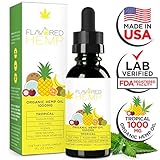 Hemp Oil - Zero THC CBD Oil Cannabidiol - 1000 MG - Tropical Flavor - 100% Organic Hemp Extract Drops - Natural Pain Stress Anxiety Relief & Improves Overall Health - Grown & Made in The USA