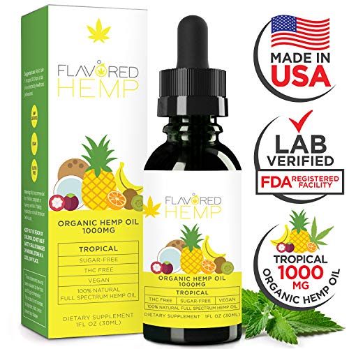 Hemp Oil - Zero THC CBD Oil Cannabidiol - 1000 MG - Tropical Flavor - 100% Organic Hemp Extract Drops - Natural Pain Stress Anxiety Relief & Improves Overall Health - Grown & Made in The USA Hemp Oil - Zero THC CBD Oil Cannabidiol - 1000 MG - Tropical Flavor - 100% Organic Hemp Extract Drops - Natural Pain Stress Anxiety Relief & Improves Overall Health - Grown & Made in The USA