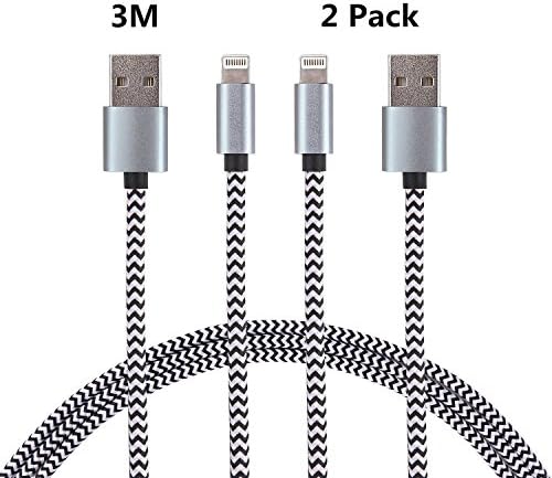 iPhone Charger, HongKe 10ft / 2 Pack Nylon Braided USB iPhone Lighting Charger Cable Fast Data Sync USB Cable for iPhone 7 Plus 6S Plus 6 Plus SE 5S 5C 5, iPad 2 3 4 Mini, iPad Pro Air 2, iPod
