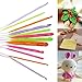 Tinksky 12 Sizes Colorful Plastic Carpet Crochet Hooks Knitting Needles 3.5mm to 12.0mm with Cable