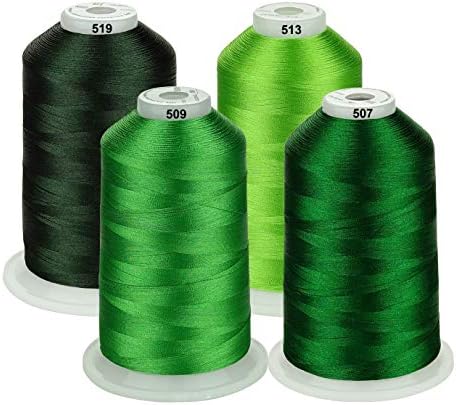 Simthread 42 Options Various Assorted Color Packs of Polyester Embroidery Machine Thread Huge Spool 5000M for All Embroidery Machines (Green Series)