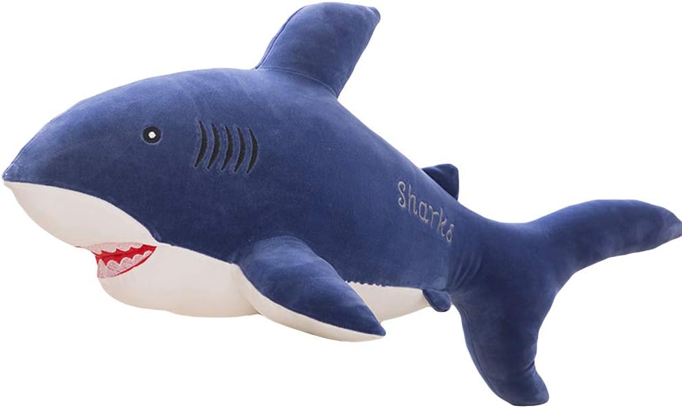 WFZ17 Toys For All Ages 40/50cm Cute Simulated Shark Fish Plush Toy Soft Stuffed Doll Pillow Cushion Blue 50cm