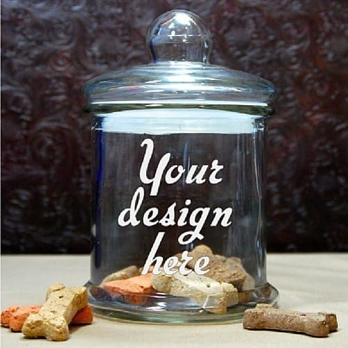 Custom Dog Treat Jar - Glass Etched Personalized Cat Treat Jar - Pet Treat Jar - Medium Glass Lid