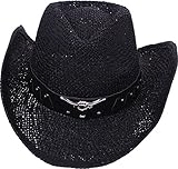 Men / Women's Summer Classic Western Cowboy Straw Hat,Black