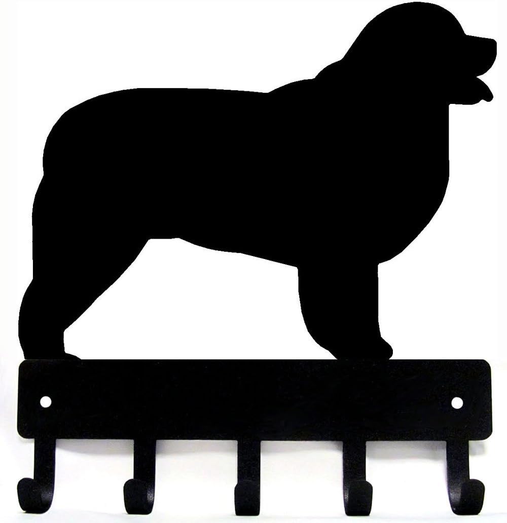 Newfoundland - Key Holder & Dog Leash Hanger for Wall - Large 9 inch Wide with 5 Hooks - Made in USA