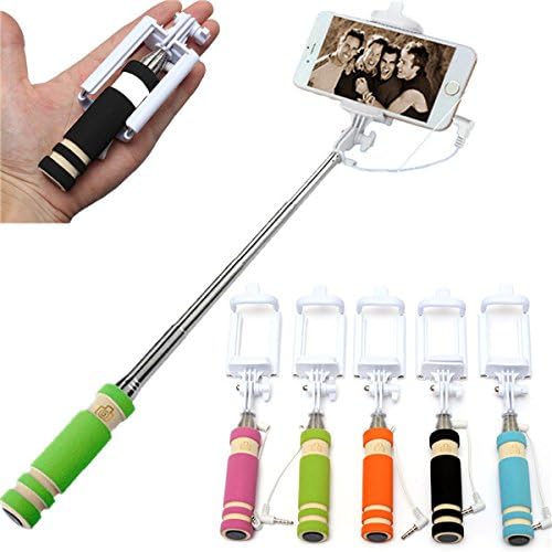 Mini Extendable Handheld Selfie Stick Wired Remote Shutter Monopod For IOS Android Mobile Phone (Random: Color)