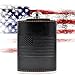Leather American Flag Hip Flask - Leak Proof Food Grade Stainless Steel for Whiskey or Bourbon Liquor | Bonus Funnel (USA 8 Ounce Flask, Black Leather Wrap)