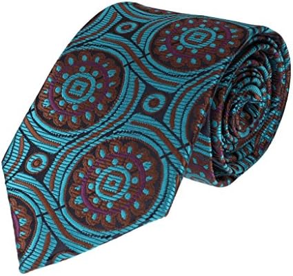 Glennbrook Mens Tie Vintage Geometric Collection Circular Pattern - Teal Brown