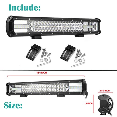 19 Inch 540W Triple Row Led Light Bar 40500LM Super Bright Flood Spot Combo Beam Led Bar Off Road Lights for Trucks, 2 Years Warranty, 1Pc