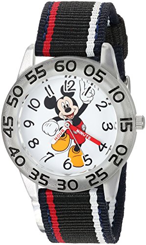 DISNEY Boy's Mickey Mouse' Quartz Plastic and Nylon Casual Watch, Color:Black (Model: WDS000517)
