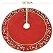 ANOTHERME Deluxe Handmade Large Christmas Tree Skirt with Holly Leaves 50 inch, Festive Holiday Party Decoration (Dark red)