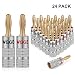 WGGE WG-009 Banana Plugs Audio Jack Connectors, 24k Gold Dual Screw Lock Jack Speaker Banana Connectors for Speaker Wire, Wall Plate (12 Pairs (24 Plugs))