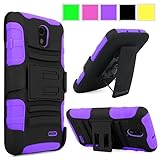 Cellularvilla Lg Lucid 3 VS876 Purple Black Prime Series Hard Soft Dual Layer Holster Case KickStand with Locking Belt Swivel Clip Cover Protector
