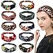 RITOPER Boho Fashion Headbands for Women, 8 Pack Wide Yoga Workout Head Bands Hair Bands for Women's Hair, Bohemian Style Turban Black Headband Head Wrap