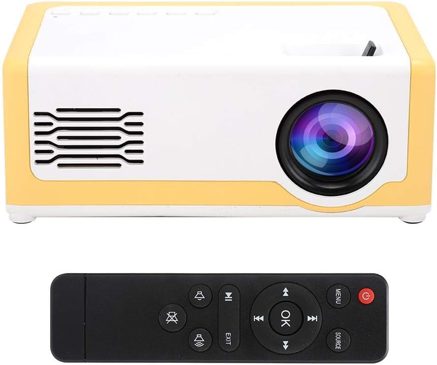 Mini Video Projector, Hi-Fi Portable Audio Player Projector Built-in Speakers, 15 ° Vertical Keystone Correction HDMI USB Home Theater Multimedia Projector(US)