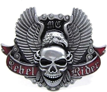 Men Cool Gothic Rebel Rider Skull Flying Bald Eagel Wings Motorcycle Belt Buckle