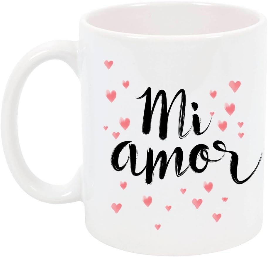 High Tide Mugs Mi Amor (My Love) Heart Romantic Ceramic Coffee Mug, 11 oz.