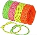 Friendship Bracelets - 144 Piece - Four Neon Colors Pink, Green, Orange and Yellow for Girls, Party Favors, Goody Bag, Birthday Parties, Summer Camp Programs ,Durable ,Adjustable - by Kidsco