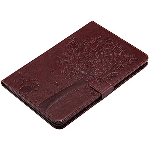 iPad Mini 2 Mini 3 Case, LittleMax(TM) Lightweight PU Leather Flip Stand Embossed Cat & Tree Case Smart Cover with Auto Wake/Sleep for Apple iPad Mini 3/2/1 [One Free Stylus Pen]-#2 Coffee - Thumbnail 4
