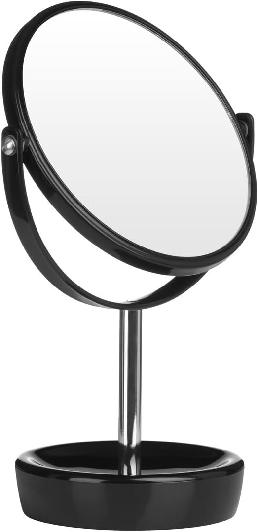 Black Colour Swivel Table Mirror Made of Plastic Chrome With Magnifying