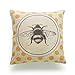 Hofdeco Decorative Throw Pillow Cover HEAVY WEIGHT Cotton Linen French Country Vintage Bee on Yellow Dots 18
